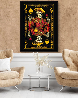 Gold Bones Jack of Spades Card โ gold bones jack of spades card psd clay wall tan chairs 1port framed black