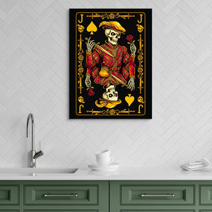 Gold Bones Jack of Spades Card โ gold bones jack of spades card sq green kitchen 1port flush print