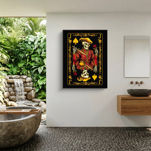 Gold Bones Jack of Spades Card โ gold bones jack of spades card sq outdoor bathroom 1port framed black