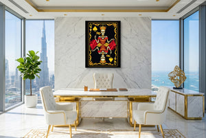 Gold Bones Queen of Spades Card โ gold bones queen of spades card office with city view 2 1port flush print