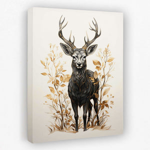 Gold Buck - Black Gold and White Canvas Wall Art