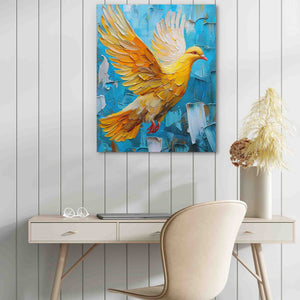 Gold Dove - Animals Wall Art in Black Frame