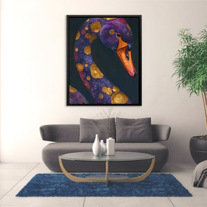 Gold Floral Swan - Large Modern Canvas Print