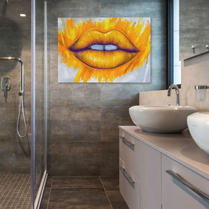 Gold Glamour - Lips Art for Women’s Office Art
