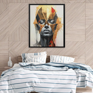 Gold Glint - Mask Wall Art in Black Frame