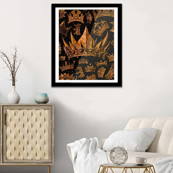 Gold Gothic Crowns Semi-gloss Print in a room