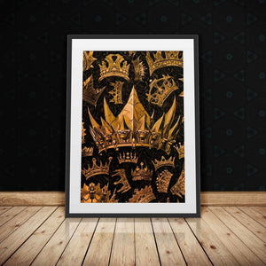 Gold Gothic Crowns Semi-gloss Print - Large Canvas Print
