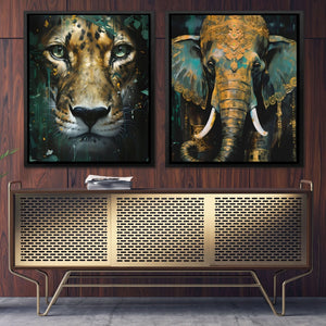 Gold Jade Jungle (2) Set - Gold Canvas Wall Art