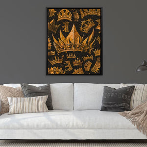 Gold King Crowns - Wall Art in Black Frame