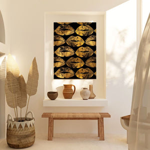 Gold Kisses in the Air - Wall Art in Black Frame