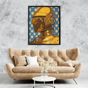 Gold Knight - Knight Wall Art in Black Frame