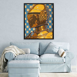 Gold Knight - Blue Wall Art