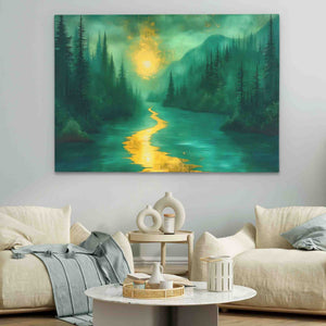 Gold Moonlit River - Luxury Wall Art