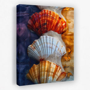 Gold Purple Seashell - Beach Canvas Wall Art