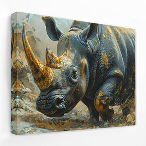 Gold Rhino - Africa Canvas Wall Art