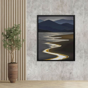 Gold Shoreline - Minimalist Brown Canvas Wall Art