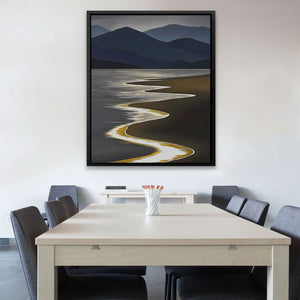 Gold Shoreline - Contemporary Wall Art in Black Frame