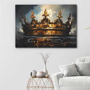 Gold Sovereign - Black King and Queen Canvas Print