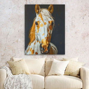 Gold Spotted Horse - Large Canvas Print