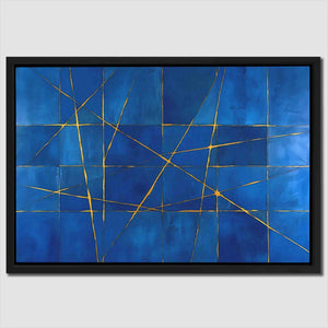 Gold Strands - Blue Pattern Canvas Print