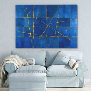 Gold Strands - Abstract Wall Art in Black Frame