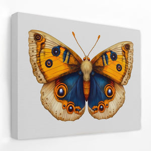 Golden and Blue Butterfly - Butterfly Canvas Wall Art