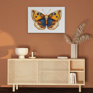 Golden and Blue Butterfly - Gold Wall Art for Dining Room