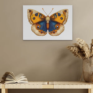 Golden and Blue Butterfly - Nature Wall Art in Black Frame