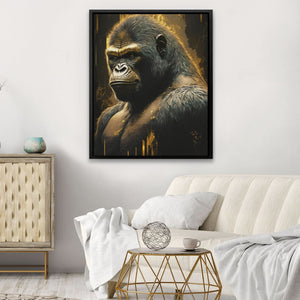 Golden Ape - Black Canvas Wall Art