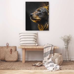 Golden Bear - Bear Wall Art in Black Frame