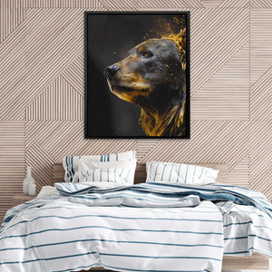 Golden Bear - Black Canvas Wall Art
