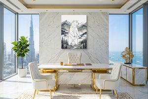 Golden Bear Standing — golden bear standing office with city view 2 1port flush print