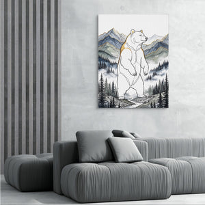 Golden Bear Standing — golden bear standing sq grey room 2 1port flush print