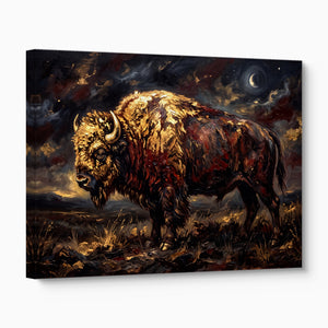 Golden Bison Moonlight — golden bison moonlight angled flush print