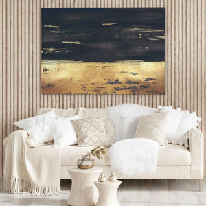 Golden Black Trim - Abstract Gold Canvas Wall Art