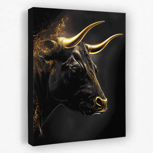 Golden Bull - Wall Art in Black Frame