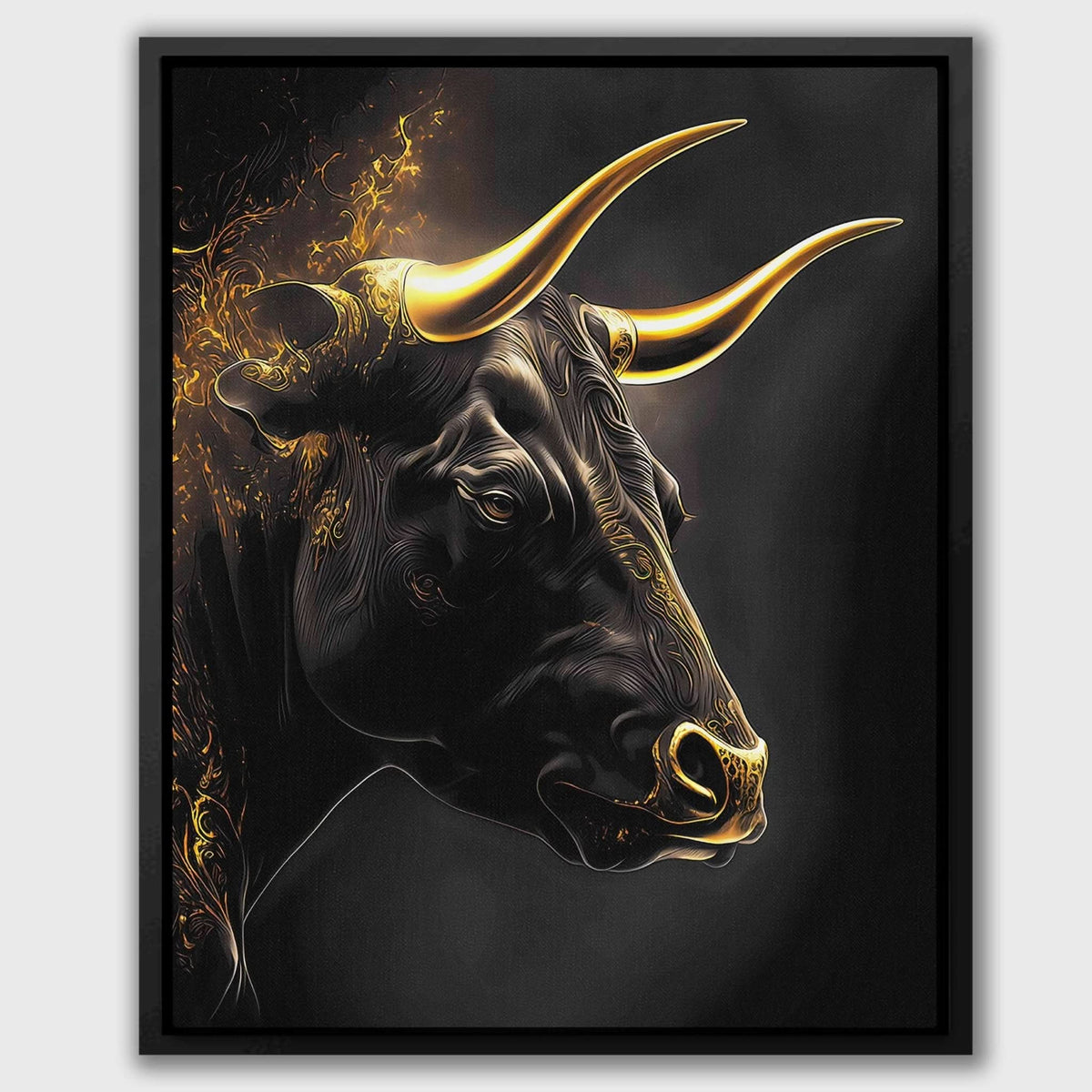 Golden Bull - Oversized Animals Canvas Wall Art