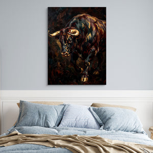 Golden Bull Charge โ golden bull charge sq blue bedroom 1port flush print