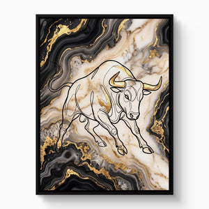 Golden Bull Marbled โ golden bull marbled white studio framed black