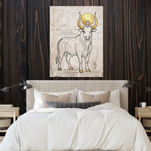 Golden Bull Temple โ golden bull temple sq bedroom with wood walls 1port flush print