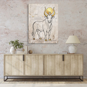 Golden Bull Temple โ golden bull temple sq hallway granite wall 1port flush print