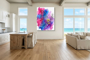 Golden Butterfly Blossoms — golden butterfly blossoms living room with ocean view 2 1port flush print