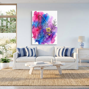 Golden Butterfly Blossoms — golden butterfly blossoms sq beach house 1port flush print