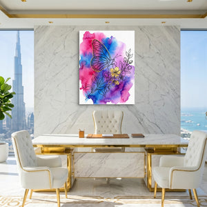 Golden Butterfly Blossoms — golden butterfly blossoms sq king lux 1port flush print