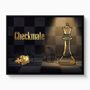 Golden Chess Checkmate — golden chess checkmate white studio framed black