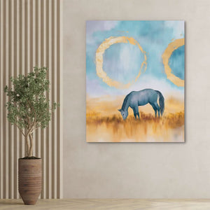 Golden Circle Horse - Earth Tones Wall Art for Bedroom