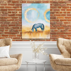 Golden Circle Horse - Large Minimalist Canvas Print