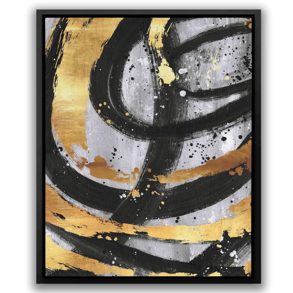 Golden Circles Abstract - Wall Art for Living Room
