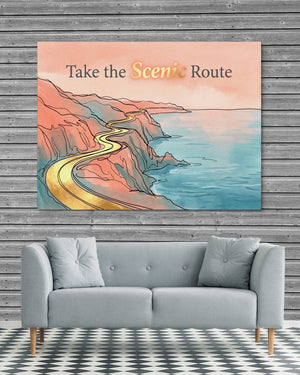 Golden Coastal Road โ golden coastal road psd grey wood checkers couch 1land flush print