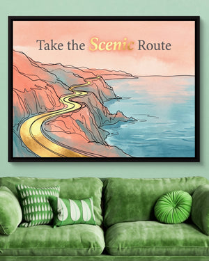 Golden Coastal Road โ golden coastal road psd light green couch 1land framed black